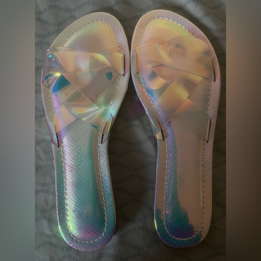 Iridescent Slide Sandals